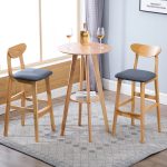 Contemporary cafe wooden round bar table and stools set with cushion - Maylo Furniture
