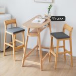 Scandinavian style wooden bar table and chairs set with cushion - Maylo Furniture