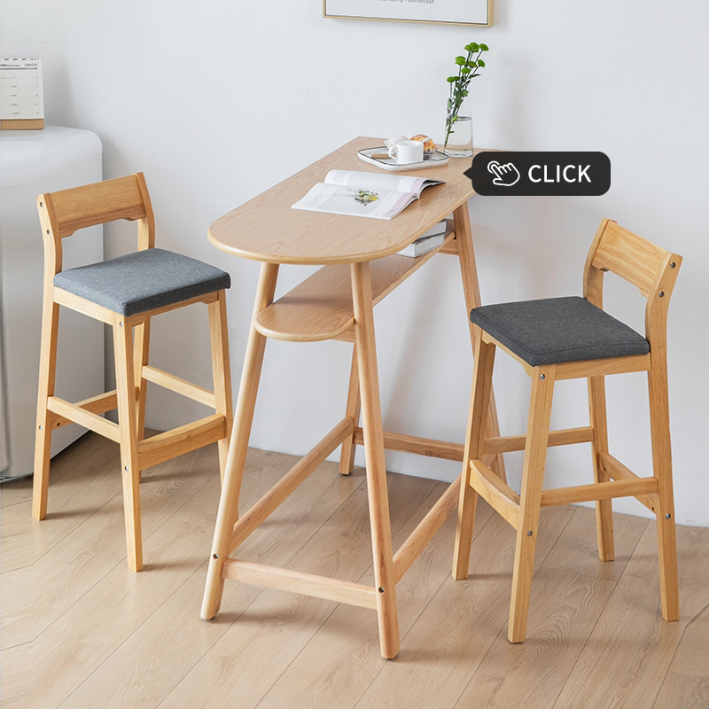 Scandinavian style wooden bar table and chairs set with cushion - Maylo Furniture