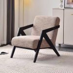 Retro wooden lounge chair geometric designer black frame single armchair - Maylo Furniture
