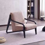 Nordic minimalist wood accent chair premium fabric lounge seating A-shaped frame - Maylo Furniture