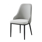 Minimalist modern light grey upholstered dining chair with black legs for restaurant and home - Maylo Furniture