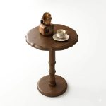 Small round scalloped edge wooden side table with pedestal base for restaurant or hospitality space - Maylo Furniture