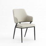 Minimalist modern cream upholstered armchair dining chair with black legs for club and restaurant - Maylo Furniture