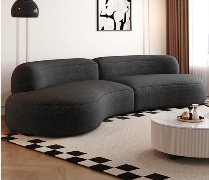 Modern Curved Design Lounge Sofa Modern dark grey curved sofa with minimalist design for contemporary living room decor - Maylo Furniture