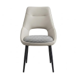 Minimalist modern open-back dining chair with light grey upholstery and textured seat for restaurant and home - Maylo Furniture