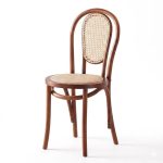 Bespoke retro style wooden dining chair with rattan backrest and seat for hotel and restaurant projects - Maylo Furniture