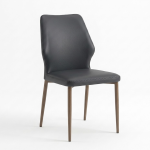 High-end modern grey leather dining chair with minimalist geometric design for desk and restaurant - Maylo Furniture