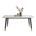 Modern rectangular sintered stone dining table with elegant black legs and gold tips for stylish dining rooms and contemporary interiors - Maylo Furniture