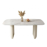Modern rectangular sintered stone dining table with elegant arch pedestal base for minimalist dining rooms and premium interiors - Maylo Furniture
