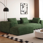Modern green modular sectional sofa with ribbed fabric for contemporary living room decor - Maylo Furniture