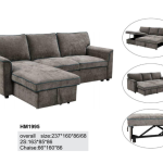 HM1995 modern grey sectional sofa bed with storage chaise and convertible design for home living room - Maylo Furniture