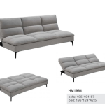 HM1984 modern grey convertible sofa bed with minimalist design and space-saving folding mechanism - Maylo Furniture