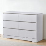 Modern white 6-drawer wooden dresser storage chest for minimalist bedroom interior - Maylo Furniture