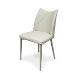 Modern minimalist cream white upholstered dining chair with curved backrest for restaurant and home - Maylo Furniture