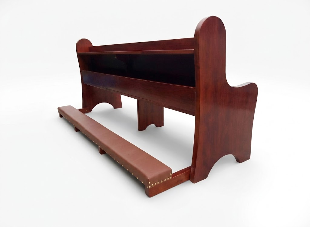Custom solid wood church pew bench with kneeling bench and dark finish - Maylo Furniture