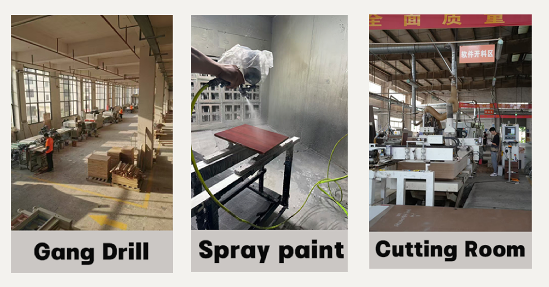 Advanced woodworking drilling, spray painting, and material cutting process - Maylo Furniture